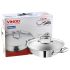 Vinod Platinum Triply Stainless Steel Kadai with Lid (22cm, 1.8L) | 2.5 mm Thick | Triply Kadai with Heavy Bottom | Induction Friendly Triply Stainless Steel Cookware Kadhai | 5 Year Warranty