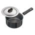 Hawkins Futura 2.25 Litre Saucepan, Hard Anodised Sauce Pan with Stainless Steel Lid, Cooking Pot with Long Handle, Black (AS225S)