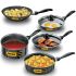 Hawkins Futura 5 Pieces Cookware Set 4 - Non Stick Kadhai, Two Frying Pans, Saucepan, Saute Pan and Two Glass Lids, Black (NSET4)