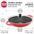Hawkins 3 Litre Shallow Kadhai, Die Cast Non Stick Frying Pan with Glass Lid, Ceramic Coated Pan, Induction Shallow Frying Pan, Frying Pan, Red (IDCSK3G)