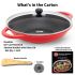 Hawkins 3 Litre Shallow Kadhai, Die Cast Non Stick Frying Pan with Glass Lid, Ceramic Coated Pan, Induction Shallow Frying Pan, Frying Pan, Red (IDCSK3G)