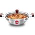 Hawkins 5 Litre Deep Kadhai, Triply Stainless Steel Kadai with Glass Lid, Flat Bottom Induction Deep Kadhai, Big Kadai, Silver (SSK50G)