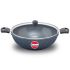 Hawkins Ceramic Nonstick 5 Litre Deep Kadhai, Induction Deep Fry Pan with Glass Lid, Granite Kadai (ICK50G)