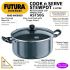 Hawkins Futura 5 Litre Cook n Serve Stewpot, Hard Anodised Sauce Pan with Glass Lid, Cooking Pot with Two Handles, Black (AST50G)