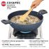Hawkins Ceramic Nonstick 5 Litre Deep Kadhai, Induction Deep Fry Pan with Glass Lid, Granite Kadai (ICK50G)