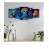 SAF Set of 5 Radha Krishna with couple peacock UV Textured Home Decorative Gift Item MDF Panel Painting 18 Inch X 42 Inch