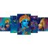 SAF Set of 5 Radha Krishna with couple peacock UV Textured Home Decorative Gift Item MDF Panel Painting 18 Inch X 42 Inch