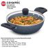 Hawkins Ceramic Nonstick 1.75 Litre Deep Kadhai, Induction Deep Fry Pan with Glass Lid, Granite Kadai (ICK175G)