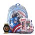Zoop Avengers Gift Set - Analog Watch + School Bag + Stationary Kit for Kids