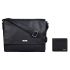 URBAN FOREST Black Leather Messenger Bag & Black Leather Wallet for Men