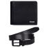 URBAN FOREST Brian Black Leather Wallet & Black Casual Belt Combo Gift Set for Men
