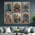 kotart - Painting for Home Decoration | Madhubani Indian Art Wall Décor Paintings | Traditional Indian Art Pichwai Wall Décor Paintings |Traditional Wall Poster With frames Set of 6 (10x13 inch, D)