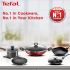 Tefal Day by Day Non Stick Deep Frypan, Smart Thermo Signal Temperature Indicator Technology, Titanium Coating, Black, 24cm,2100112995