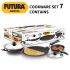 Hawkins Futura 3 Pieces Cookware Set 7 - Non Stick Dosa Tava, Frying Pan, Kadhai and Two Stainless Steel Lids, Black (NSET7)