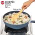 Hawkins Ceramic Nonstick Frying Pan, 23 cm Diameter, Induction Fry Pan, Granite Omlette Egg Pan, Fish Pan, Blue (ICF23)