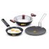 Hawkins Futura 3 Pieces Cookware Gift Set - Hard Anodised Tava, Frying Pan and Kadhai with Stainless Steel Lid, Black (24HAGP)
