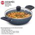 Hawkins Ceramic Nonstick 3.5 Litre Deep Kadhai, Induction Deep Fry Pan with Glass Lid, Granite Kadai (ICK35G)