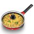 Hawkins 24 cm Frying Pan, Die Cast Non Stick Fry Pan with Glass Lid, Ceramic Coated Pan, Induction Frying Pan, Red (IDCF24G)
