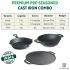 The Indus Valley Pre-Seasoned Cast Iron Cookware Set+ Free Tadka Pan|Tawa (30.5 Cm)+ Kadai (25.4 Cm/2.3L)+ Fry Pan (23 Cm/1.4L)|Kitchen Cooking Combo Pots & Pans Set Of 4Pcs|Naturally Nonstick - Black
