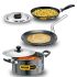 Hawkins Futura 3 Pieces Cookware Set 1, Induction Cookware Set - Non Stick Frying Pan, Flat Tava and Cook-n-Serve Stewpot with One Stainless Steel Lid, Black (INSET1)