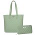 URBAN FOREST Nancy Mint Green Quilted Leather Handbag & Mint Green Quilted Leather Wallet Combo Gift Set for Women
