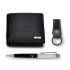 URBAN FOREST Oliver Black Leather Wallet, Black Keychain & Pen Combo Gift Set for Men