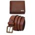 URBAN FOREST Brian Redwood Leather Wallet & Redwood Casual Textured Belt Combo Gift Set for Men