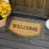 Onlymat Natural Coir, Rubber Black and Golden Welcome Printed Doormat with Beautiful Floral Design Border Long-Lasting, Heavy Duty, Large & Thick Entryway Rug for Indoor & Covered Door Entrances