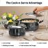 Hawkins Futura 5 Litre Cook n Serve Stewpot, Hard Anodised Sauce Pan with Stainless Steel Lid, Cooking Pot with Two Handles, Black (AST50)