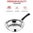 Vinod Stainless Steel Frypan - 24 cm | Skillet Pan for Frying | SAS Bottom | Cool Touch Bakelite Handle | Induction and Gas Base| 2 Year Warranty - Silver