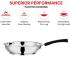Vinod Stainless Steel Frypan - 24 cm | Skillet Pan for Frying | SAS Bottom | Cool Touch Bakelite Handle | Induction and Gas Base| 2 Year Warranty - Silver