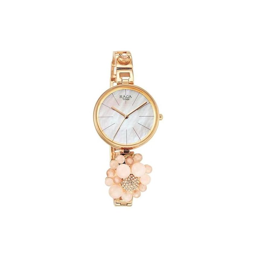Titan Women Brass Analog Rose Gold Dial Watch-95203Wm01, Band Color-Rose Gold