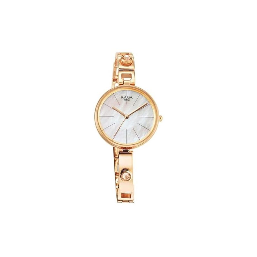 Titan Women Brass Analog Rose Gold Dial Watch-95203Wm01, Band Color-Rose Gold