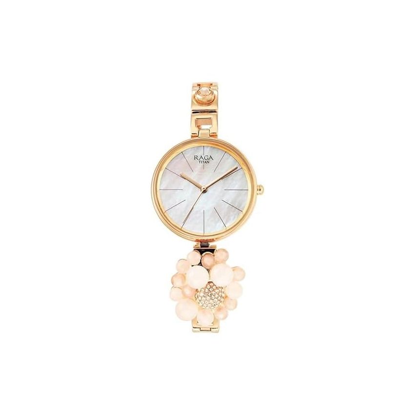 Titan Women Brass Analog Rose Gold Dial Watch-95203Wm01, Band Color-Rose Gold