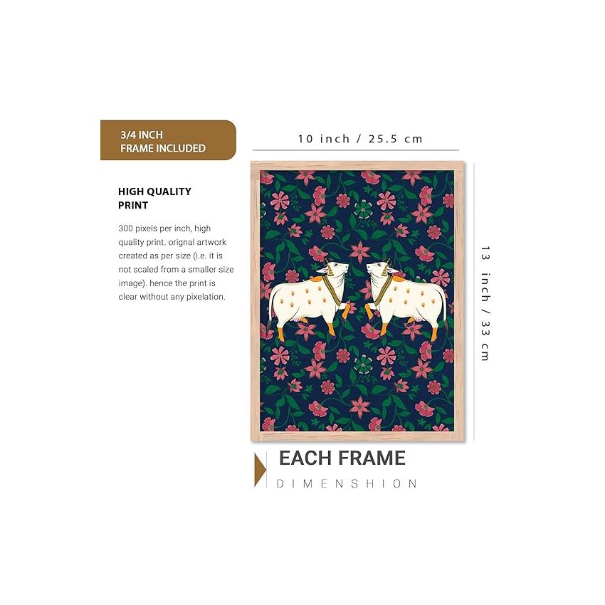 kotart Traditional Indian Art Digital Painting for Wall Decoration - Pichwai Wall Art Prints for Living Room Bedroom Office Room Decor (10x13 inch, Terracotta) (wall painting, 01)