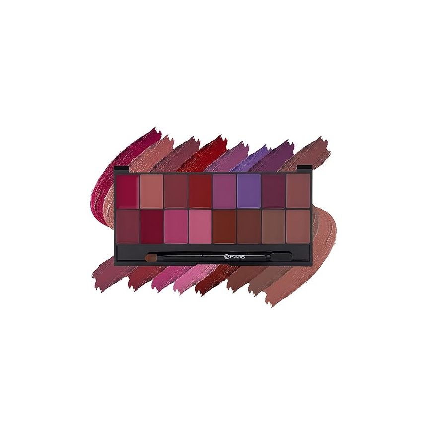 MARS Infinity Lip Palette | Demi Matte | 16 Colors to Infinte Lipstick Colors | Free Spatula cum Applicator (36.0 gm) (02-Multicolor)