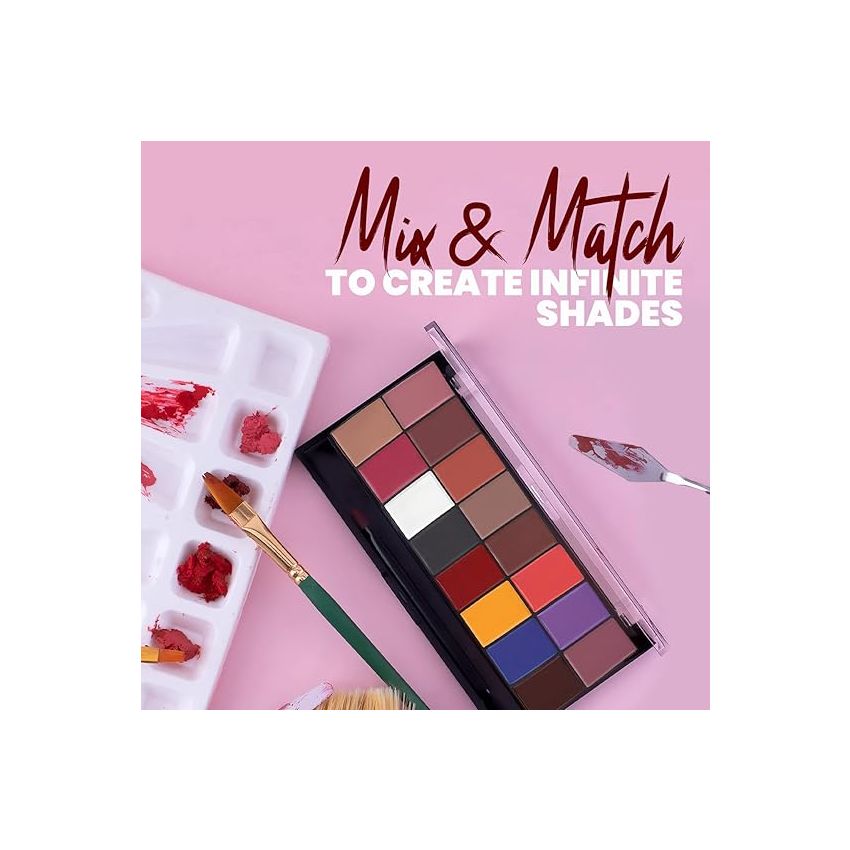 MARS Infinity Lip Palette | Demi Matte | 16 Colors to Infinte Lipstick Colors | Free Spatula cum Applicator (36.0 gm) (02-Multicolor)
