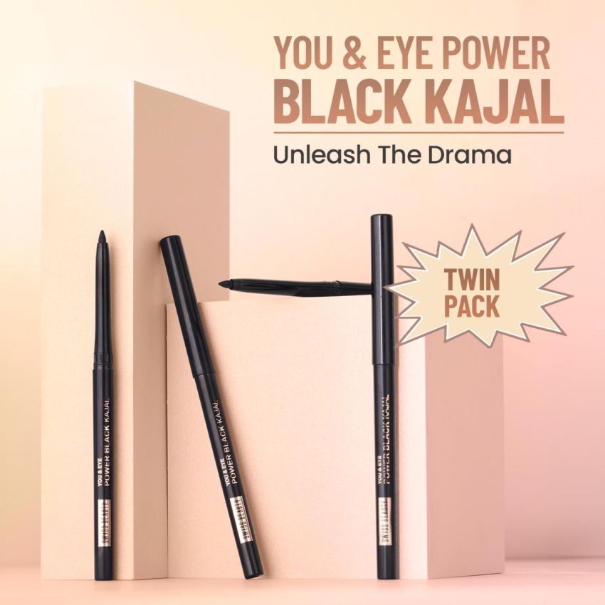 Swiss Beauty You & Eye Power Black Kajal Twin Pack | 24 Hrs Stay |