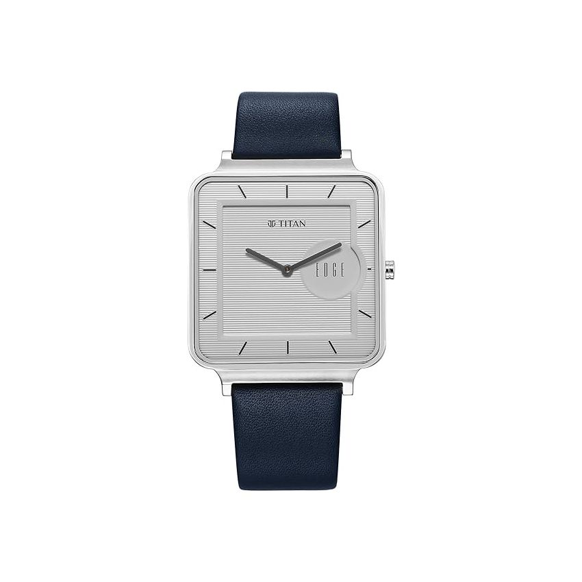 Titan Edge Quad Quartz Analog Blue Dial with Grey Stainless Steel Strap Watch for Men-10017QM01/NT10017QM01