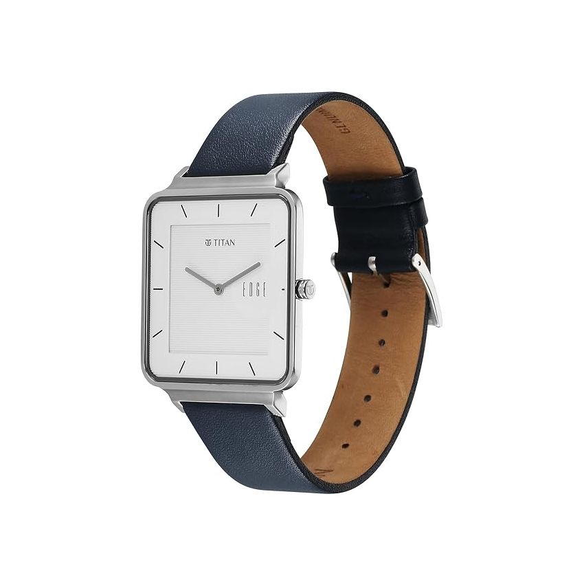 Titan Edge Quad Quartz Analog Blue Dial with Grey Stainless Steel Strap Watch for Men-10017QM01/NT10017QM01