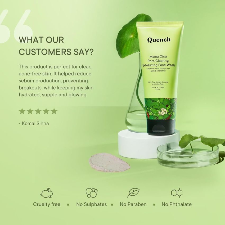 Quench Pore Clearing Exfoliating Face Wash | Korean Face Wash | Made in Korea (100ml)