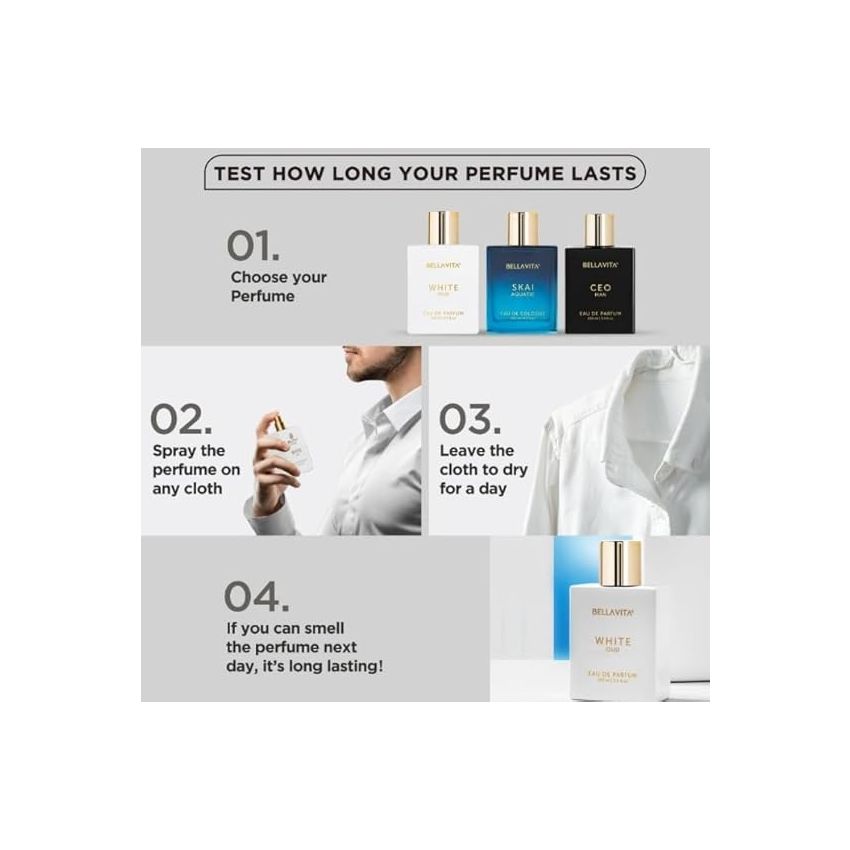 Bella Vita Luxury White Oud Unisex Eau De Parfum Liquid Perfume With Orange, Patchouli, Musk, Premium, Long Lasting Oud & Fruity Fragrance, 100ml