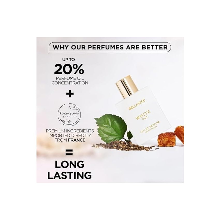 Bella Vita Luxury White Oud Unisex Eau De Parfum Liquid Perfume With Orange, Patchouli, Musk, Premium, Long Lasting Oud & Fruity Fragrance, 100ml
