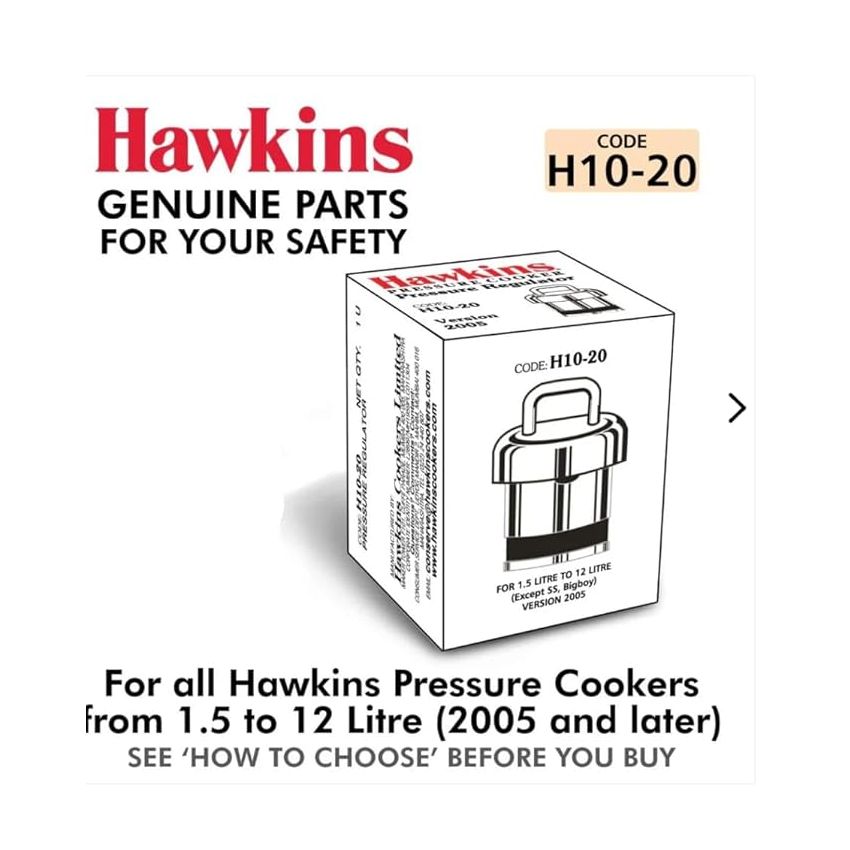 Hawkins Brass Vent Weight/Pressure Regulator For All Hawkins Pressure Cookers From 1.5 Litre To 12 Litre, Silver, Standard (H10-20), 1.5 Liter