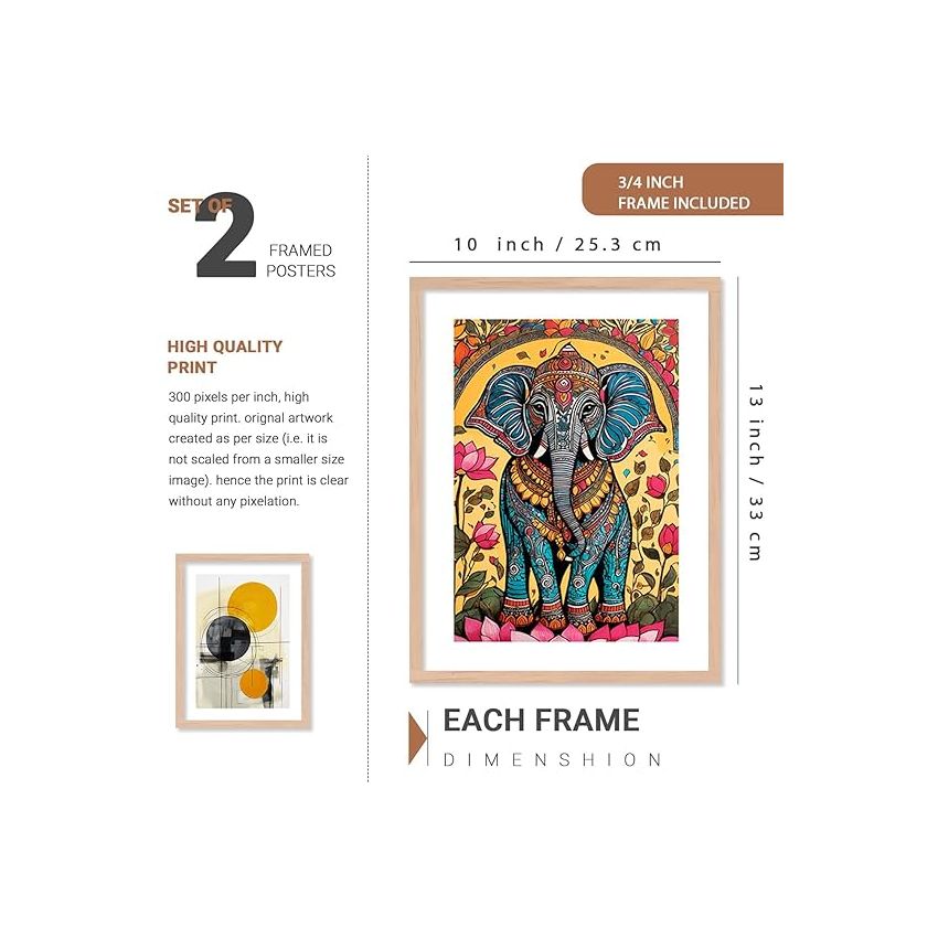 kotart Premium Paintings with Frame for Home Decoration - Painting for Living Room Bedroom Office - Vibrant Painting for Wall Decoration - Pack of 4 (Art 2, (10X13 Or 10X10 inch), Framed)