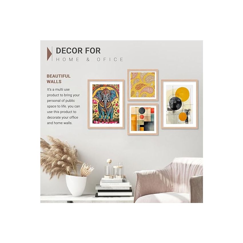 kotart Premium Paintings with Frame for Home Decoration - Painting for Living Room Bedroom Office - Vibrant Painting for Wall Decoration - Pack of 4 (Art 2, (10X13 Or 10X10 inch), Framed)