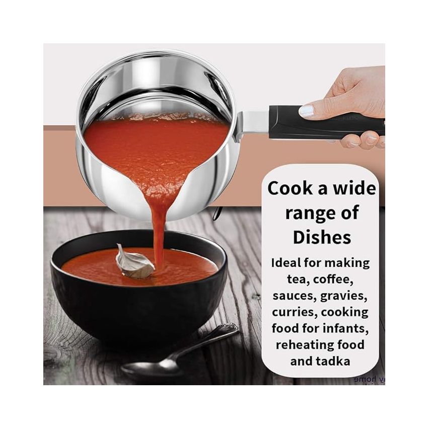 Hawkins 1 Litre Tpan, Stainless Steel Tea Pan, Induction Sauce Pan, Chai Pan, Small Pan, Silver (SST10)