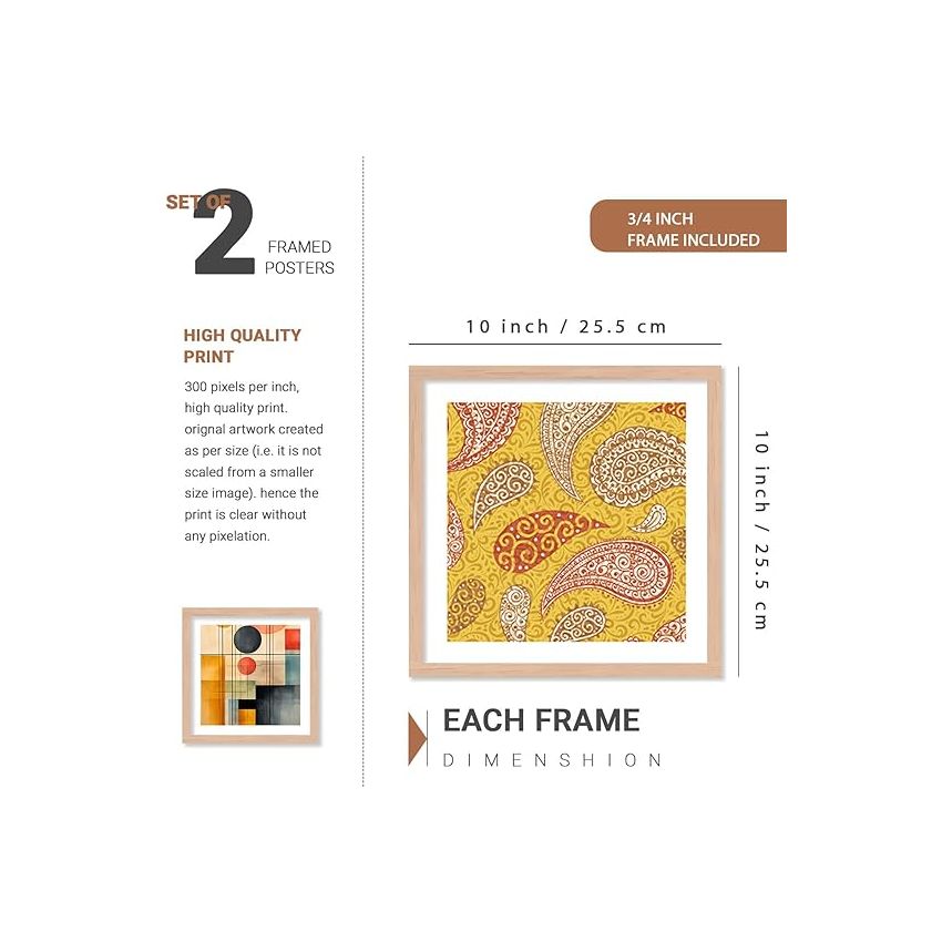 kotart Premium Paintings with Frame for Home Decoration - Painting for Living Room Bedroom Office - Vibrant Painting for Wall Decoration - Pack of 4 (Art 2, (10X13 Or 10X10 inch), Framed)