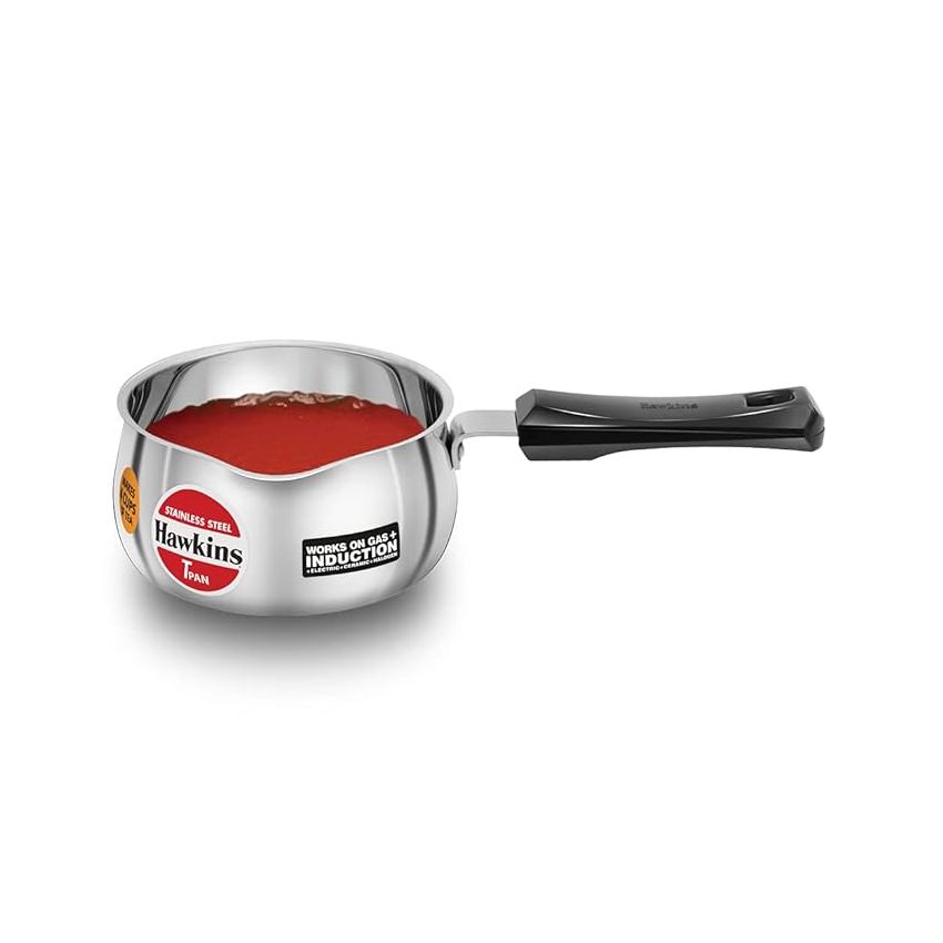 Hawkins 1 Litre Tpan, Stainless Steel Tea Pan, Induction Sauce Pan, Chai Pan, Small Pan, Silver (SST10)