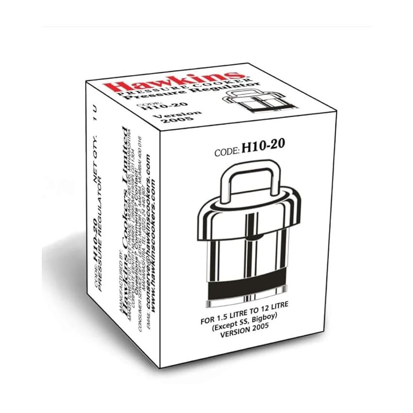 Hawkins Brass Vent Weight/Pressure Regulator For All Hawkins Pressure Cookers From 1.5 Litre To 12 Litre, Silver, Standard (H10-20), 1.5 Liter